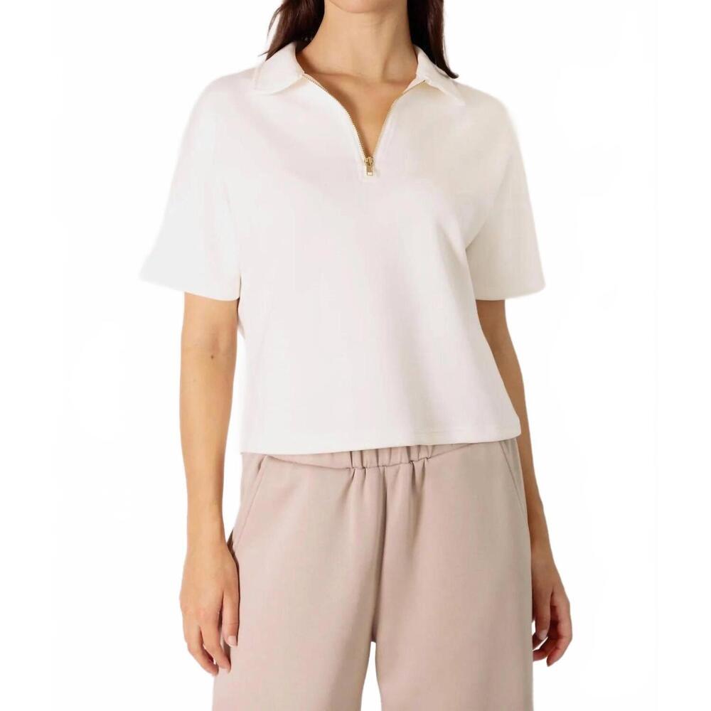 NEW P.CILL millie short sleeve zip top in ivory